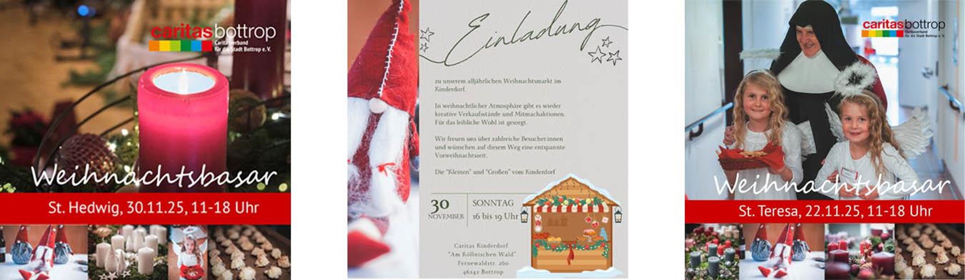 Einladungen zu unseren Weihnachtsmärkten am 22.11. in St. Teresa und am 30.11. St. Hedwig und Kinderdorf